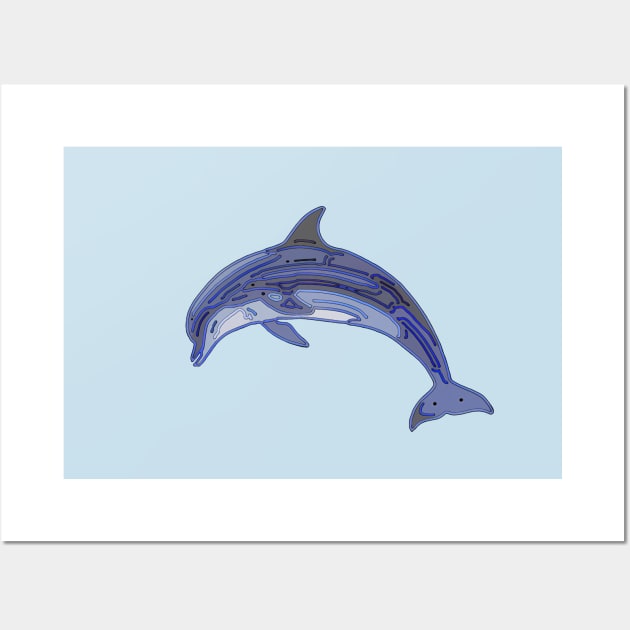 Dolphin Line Art Design Wall Art by PhotoArts